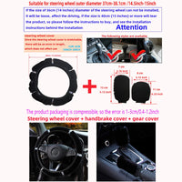 Winter Plush Shiny Leather Car Steering Wheel Cover Rimless Handbrake Cover Gearshift Cover - Car Decoration Accessories