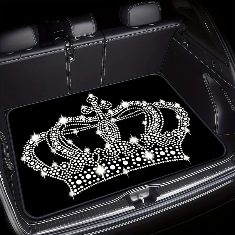 VIKAMA Crown Print Car Trunk Mat, Universal Fit Anti-dirty Cargo Liner, Luxury Auto Interior Protector for All Models