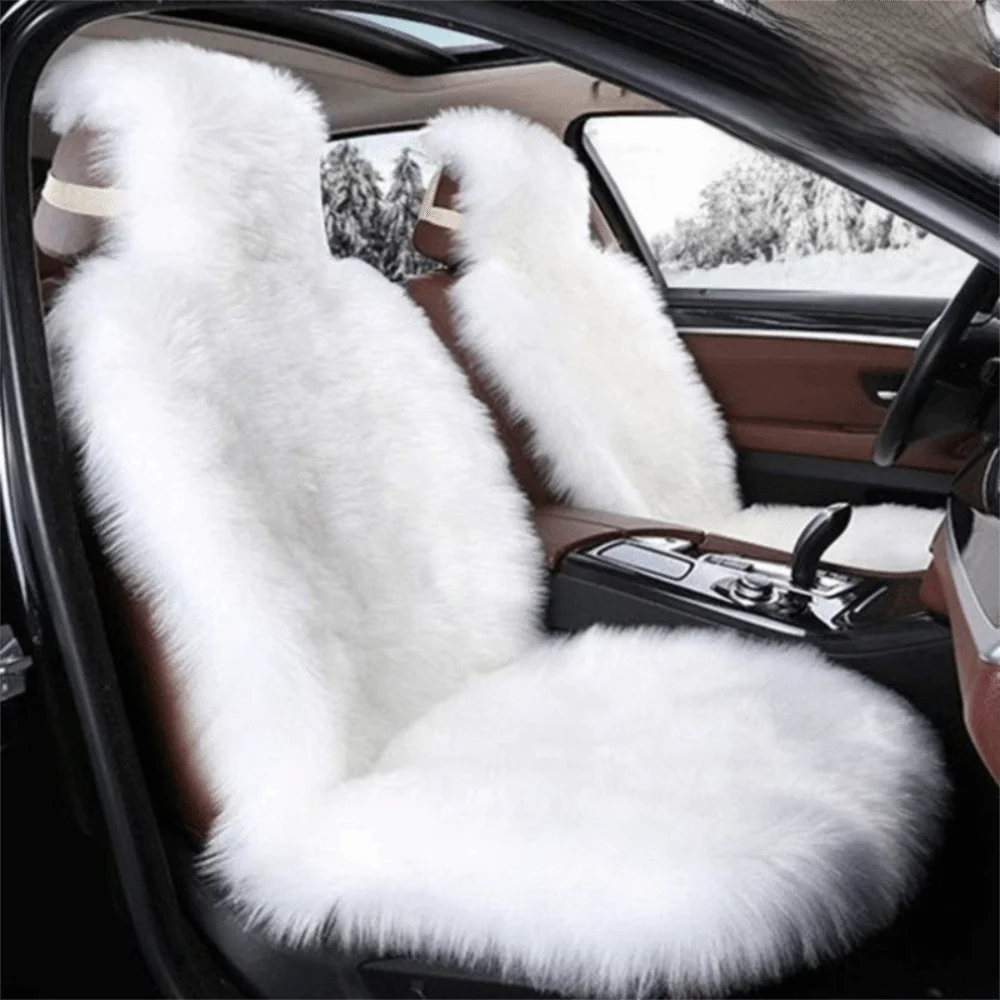 New Warm Car Seat Covers Fluffy Universal Auto Seat-Cover Mat Full Cover Wool Velvet Seats Protector Car Front Seat