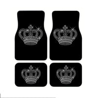 2pcs/4pcs Durable Car Floor Mats With Queen Crown Design - Suitable For All Vehicle Models, Front And Rear Mats, Car Interior Ac
