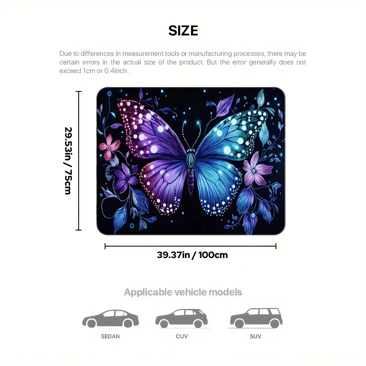 Floral Butterfly Print Trunk Liner Trunk Mat Luggage Mat Suitable for Sedan SUV Machine-Washable Cargo Mat for Pet Car Decor