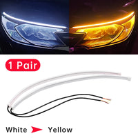12V 2Pcs LED DRL Car Daytime Running Light Flexible With Start Sequential Scan Turn Signal Light Universal Headlight Lamp Strips