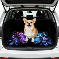 Floral Butterfly Print Trunk Liner Trunk Mat Luggage Mat Suitable for Sedan SUV Machine-Washable Cargo Mat for Pet Car Decor