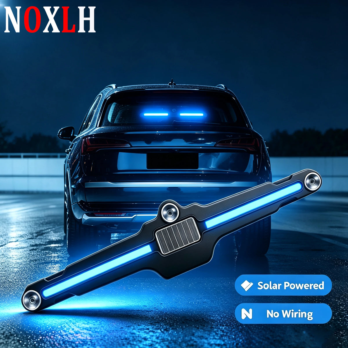 No Wiring Solar Car Rear Windshield Warning Light Suction Cup LED Anti Rear-End Collision Strobe Flash Light Auto Atmoshere Lamp
