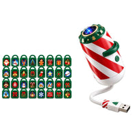 Merry Ride Christmas Car Projector Light Plug and Play USB Holiday Projection Lamp with 6/12/24/32 Christmas Patterns Slides