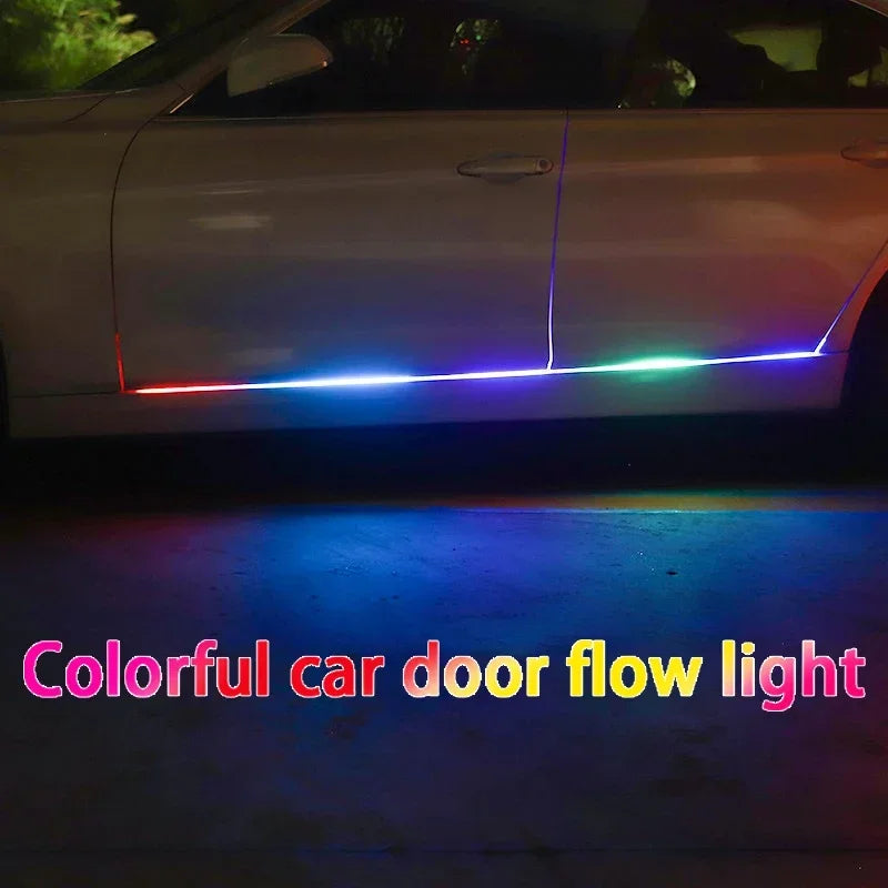 Side door skirt light chassis rainbow through light atmosphere decoration car door welcome light modification