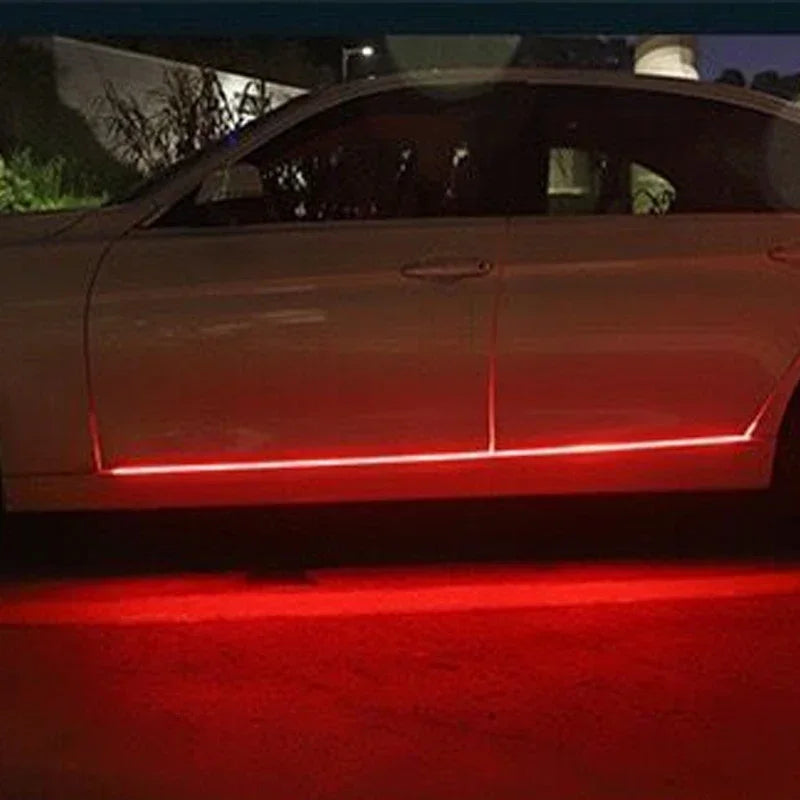 Side door skirt light chassis rainbow through light atmosphere decoration car door welcome light modification
