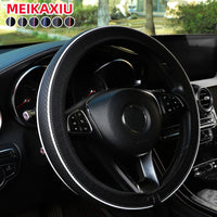 1PC Universal Fit Thick PU Leather Car Steering Wheel Cover Trim Strips 14.5-15 Inch Rimless Interior Decoration Accessory