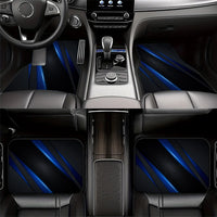 2pcs/4pcs Polyester Set, Blue Diagonal Stripe Print Car Floor Mats, Stylish Universal, Premium Look For Interior Decoration
