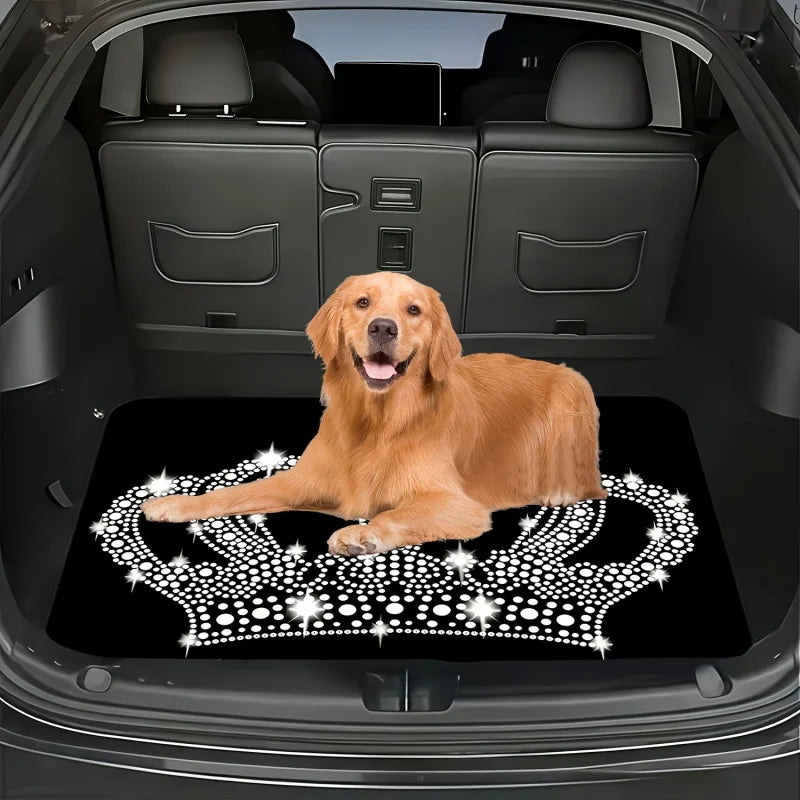 VIKAMA Crown Print Car Trunk Mat, Universal Fit Anti-dirty Cargo Liner, Luxury Auto Interior Protector for All Models