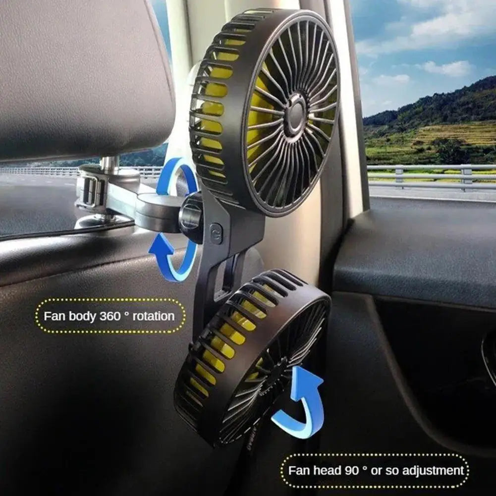 🚗💨 360° Dual USB Car Fan – Cool Every Seat