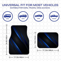 2pcs/4pcs Polyester Set, Blue Diagonal Stripe Print Car Floor Mats, Stylish Universal, Premium Look For Interior Decoration