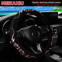 Blingbling Flame Totem Leather Car Wheel Cover Women's Style No Inner Rim Suitable for 37-38cm Car Accessories