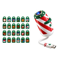 Merry Ride Christmas Car Projector Light Plug and Play USB Holiday Projection Lamp with 6/12/24/32 Christmas Patterns Slides