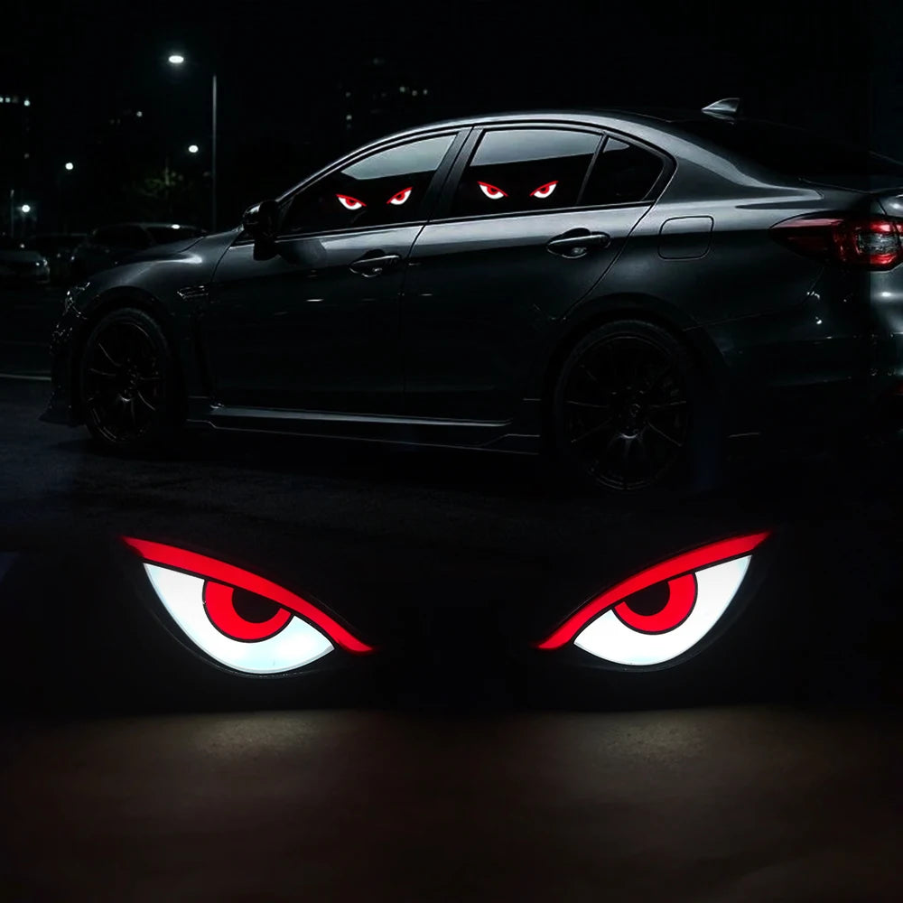 Solar Car Window Devil Eyes Driving Warning Strobe Lights LED Ambient Lights Windshield LED Demon Eyes Car Lights Accessories