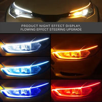LED DRL Car Daytime Running Light Flexible Waterproof Strip Auto Headlights White Turn Signal Yellow Brake Flow Lights 12V