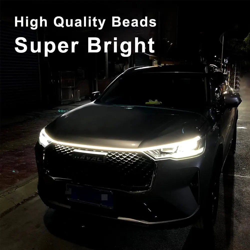 12V Car Hood Light Strip Dynamic Car LED Strip Light Exterior Flexible Headlight Waterproof Daytime Running Light Strip For Car