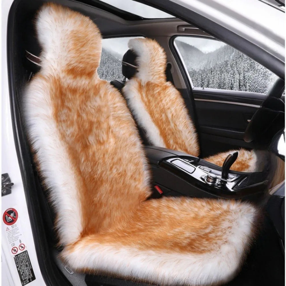 New Warm Car Seat Covers Fluffy Universal Auto Seat-Cover Mat Full Cover Wool Velvet Seats Protector Car Front Seat