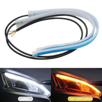 LED DRL Car Daytime Running Light Flexible Waterproof Strip Auto Headlights White Turn Signal Yellow Brake Flow Lights 12V