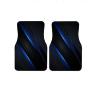 2pcs/4pcs Polyester Set, Blue Diagonal Stripe Print Car Floor Mats, Stylish Universal, Premium Look For Interior Decoration