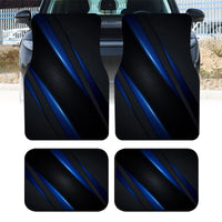 2pcs/4pcs Polyester Set, Blue Diagonal Stripe Print Car Floor Mats, Stylish Universal, Premium Look For Interior Decoration