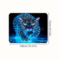 Universal Fit 1pc Blue Cheetah Print Car Trunk Mat All Weather Non Slip Heavy Duty Liner for Luggage Camping Gear