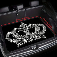1pc Car Trunk Mat With Printed Crown Design, 2D Flat. An Essential Travel Item Featuring An Elegant Crown Print Pattern That Enh