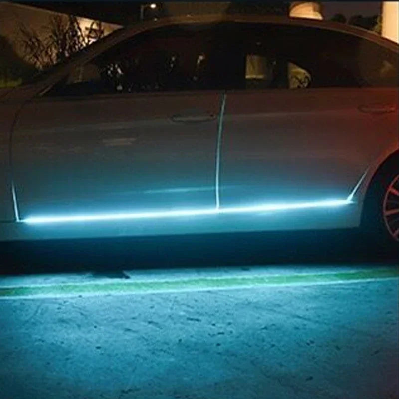Side door skirt light chassis rainbow through light atmosphere decoration car door welcome light modification