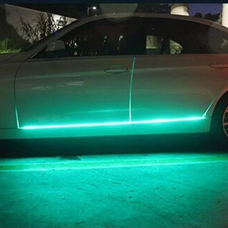 Side door skirt light chassis rainbow through light atmosphere decoration car door welcome light modification