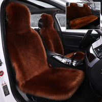 2pcs Front Row Driver Passenger Winter Car Seat Cushion Long Plush Faux Wool Mat Full Surround Thickened Long Hair Pad