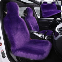 2pcs Front Row Driver Passenger Winter Car Seat Cushion Long Plush Faux Wool Mat Full Surround Thickened Long Hair Pad
