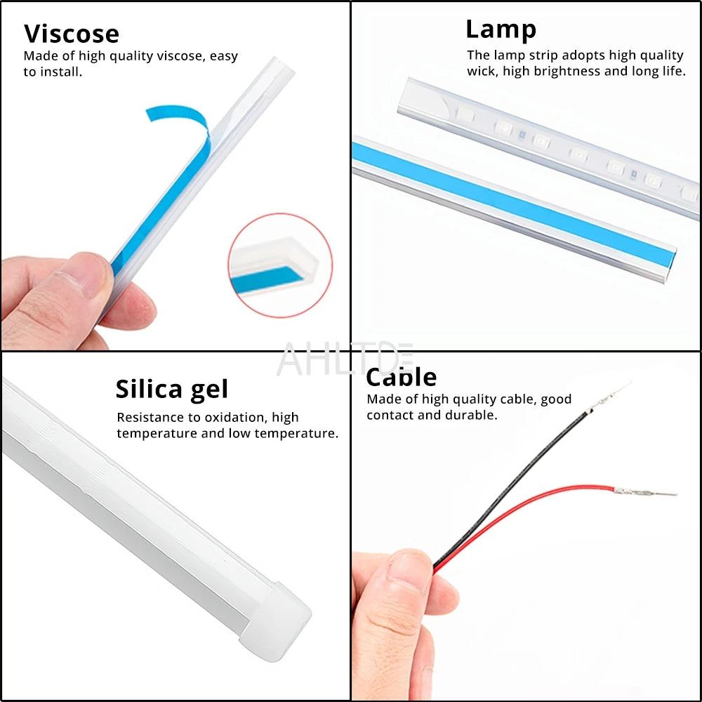 1/2/4pcs Car Warning Signal Lamp Auto Door Light Strip Flexible Welcome Parking Strobe Anti Collision Led Decoration Accessories