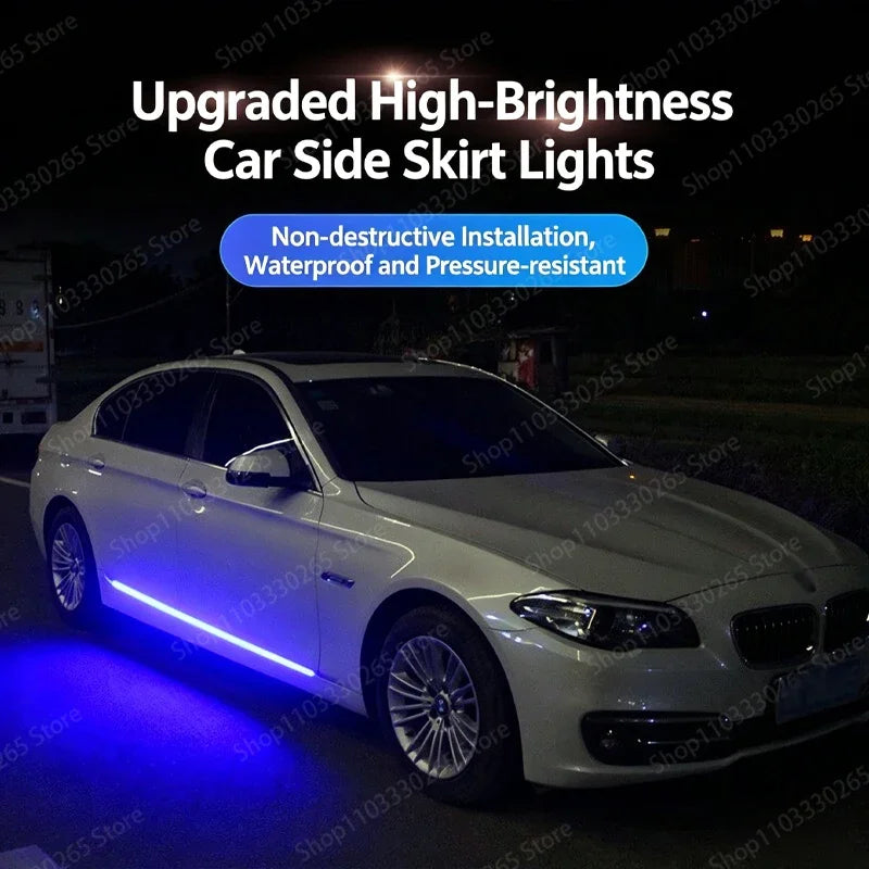 Side door skirt light chassis rainbow through light atmosphere decoration car door welcome light modification
