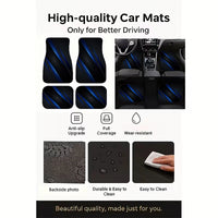 2pcs/4pcs Polyester Set, Blue Diagonal Stripe Print Car Floor Mats, Stylish Universal, Premium Look For Interior Decoration