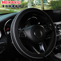 1PC Universal Fit Thick PU Leather Car Steering Wheel Cover Trim Strips 14.5-15 Inch Rimless Interior Decoration Accessory